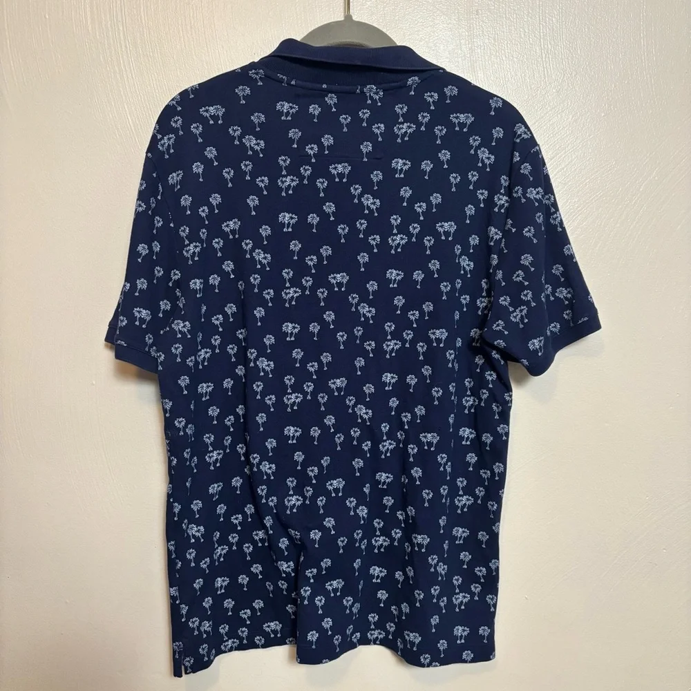 Banana Republic Men's Shirt Palm‎ Tree Short Sleeve Polo Blue White Size Medium